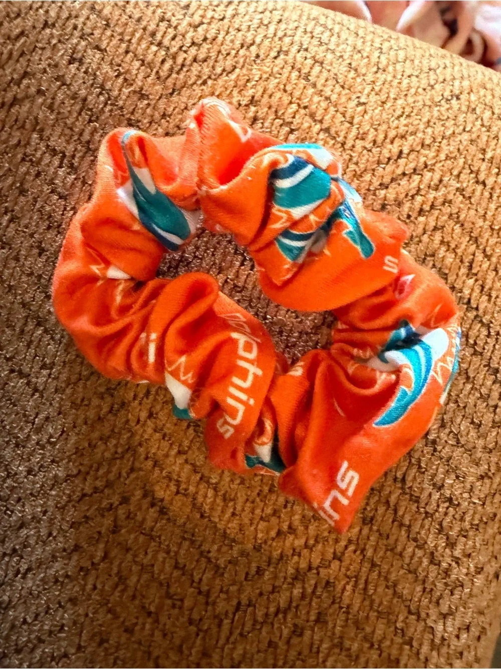 Miami Dolphins hair scrunchie ponytail holder